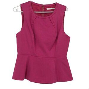 Trina Turk hot  pink peplum zip back tank top